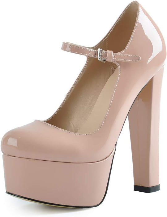 Women'S Chunky High Heels Platform Mary Jane Pumps