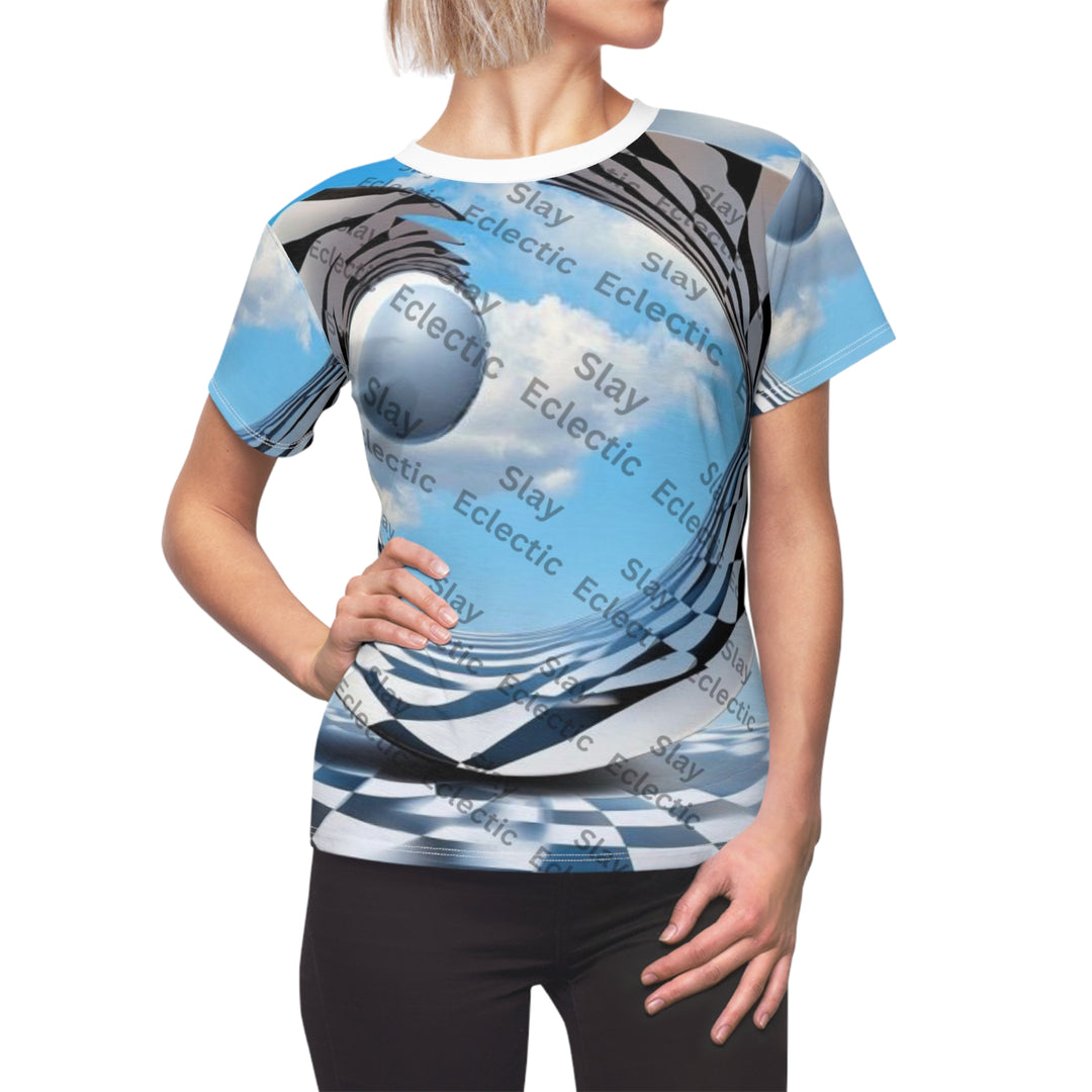 Abstract Cloud & Sphere Women's Cut & Sew Tee for Casual Style