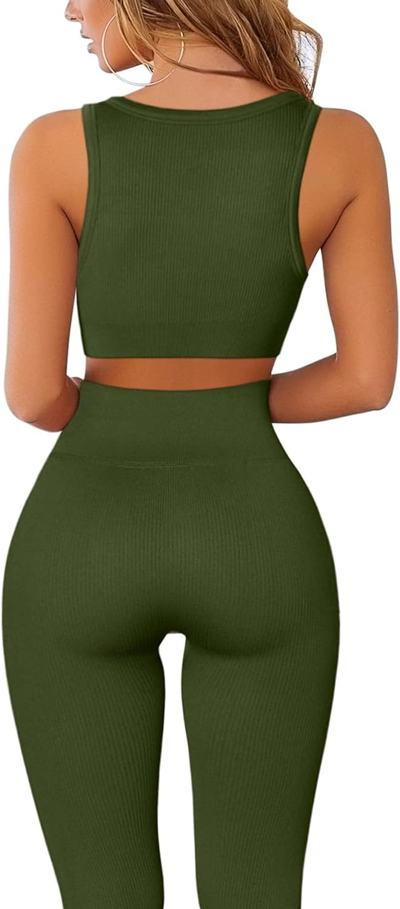 Chic Seamless Ribbed Yoga Set for Women - Crop Tank & High Waist Leggings Ensemble-Slay Eclectic