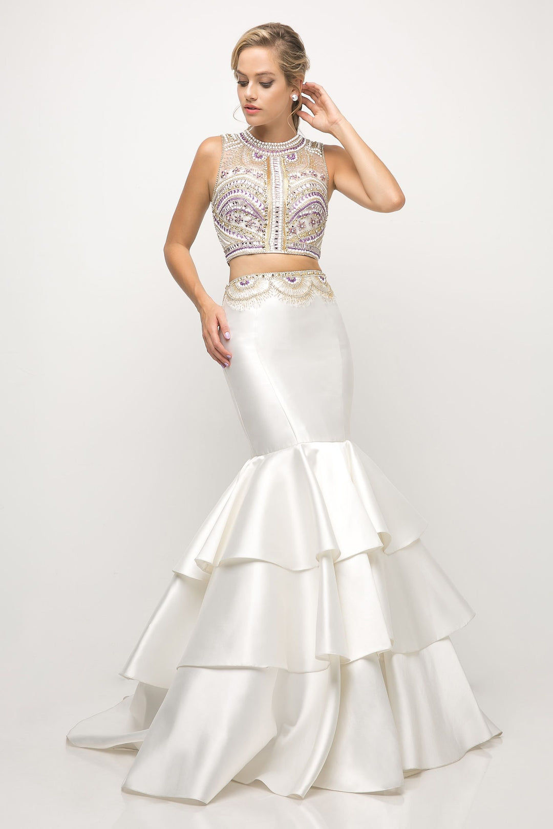 Beaded bodice 2 Piece Mermaid Gown-0