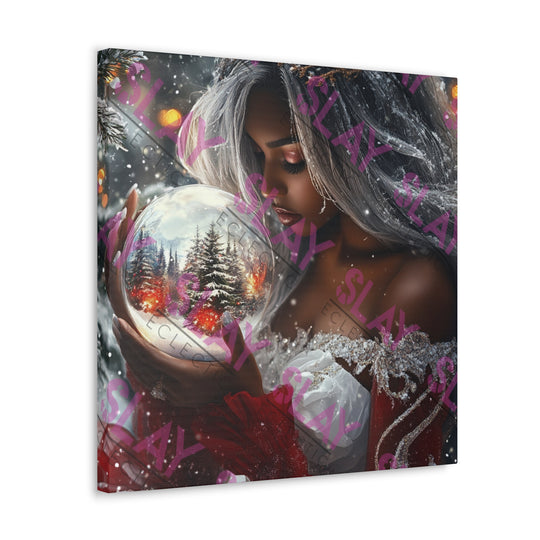 Woman Holding Snow Globe - Original AI Wall Art, Christmas Wall Art for Mom, Beautiful Christmas Gift