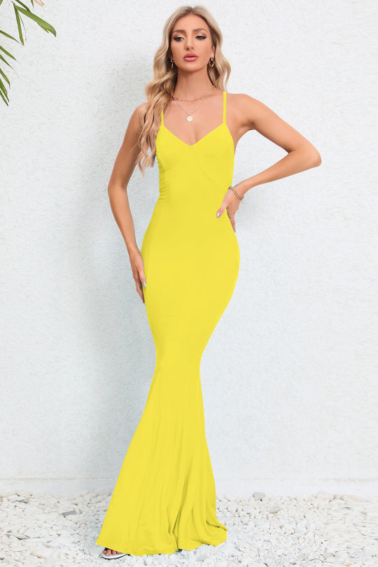 Juna Fishtail Bodycon Maxi Dress - Yellow