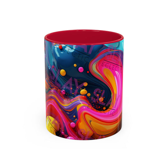 Vibrant Eclectic Coffee Mug, Abstract 4k AI, 11oz