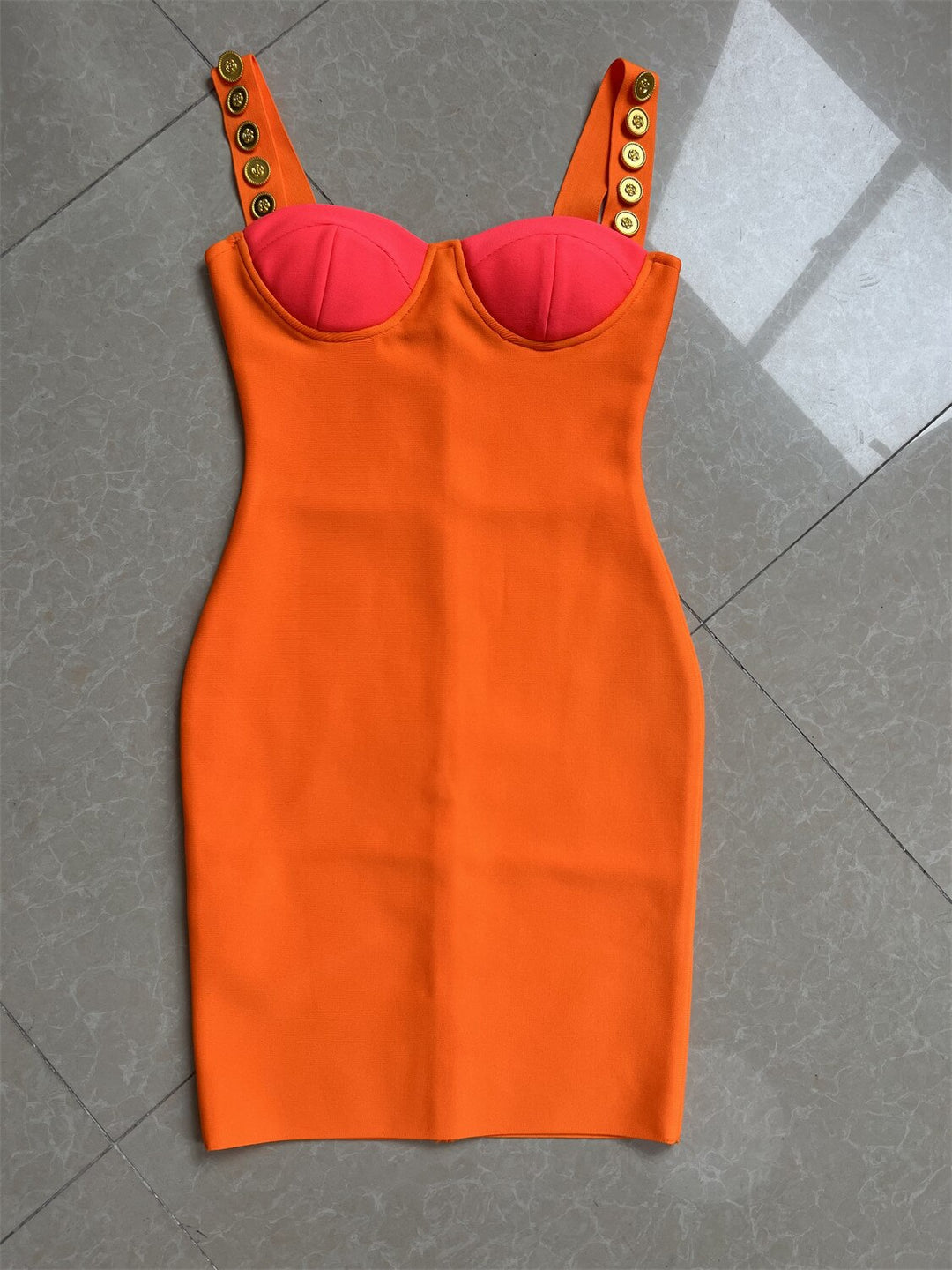 Colorblock Bandage Mini Dress - Orange