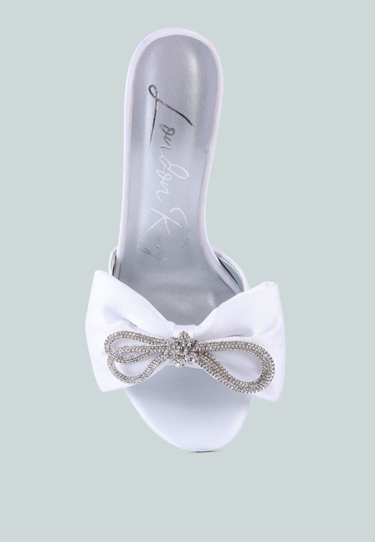 Brag In Rhinestone Embellished Bow Satin Heels-4