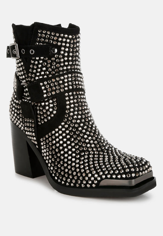 Babbon Studded Harness Detail Ankle Boots-1