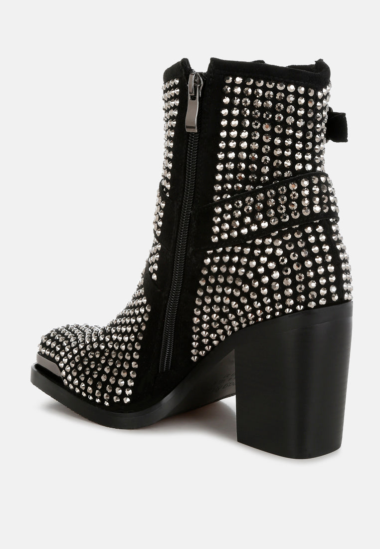 Babbon Studded Harness Detail Ankle Boots-2
