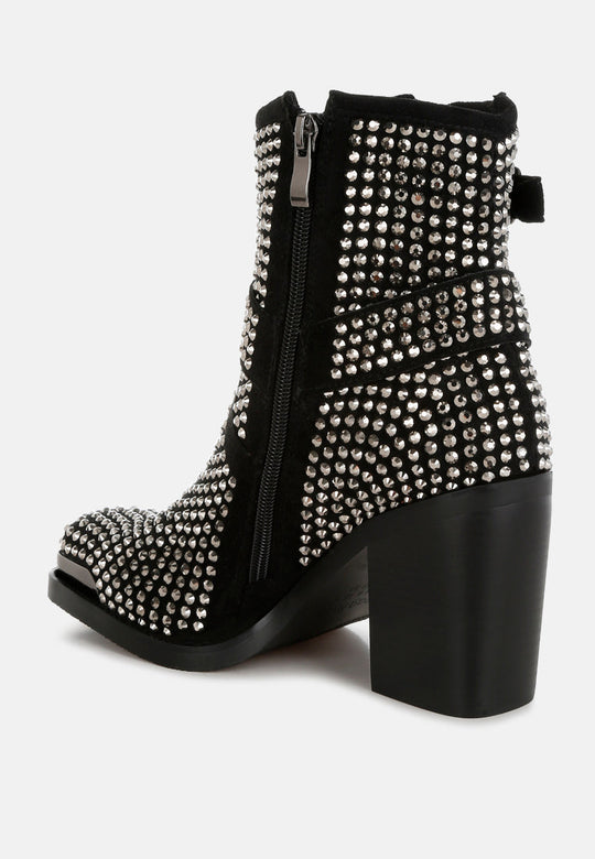 Babbon Studded Harness Detail Ankle Boots-2
