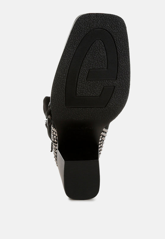 Babbon Studded Harness Detail Ankle Boots-4