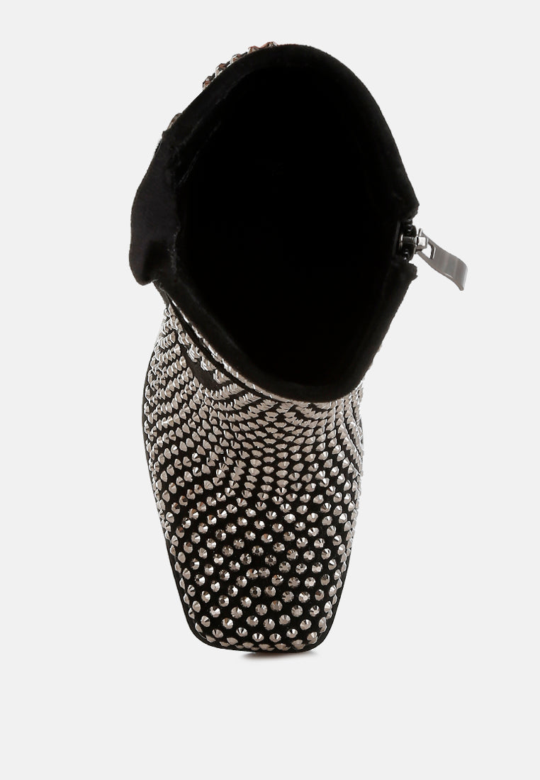 Babbon Studded Harness Detail Ankle Boots-3