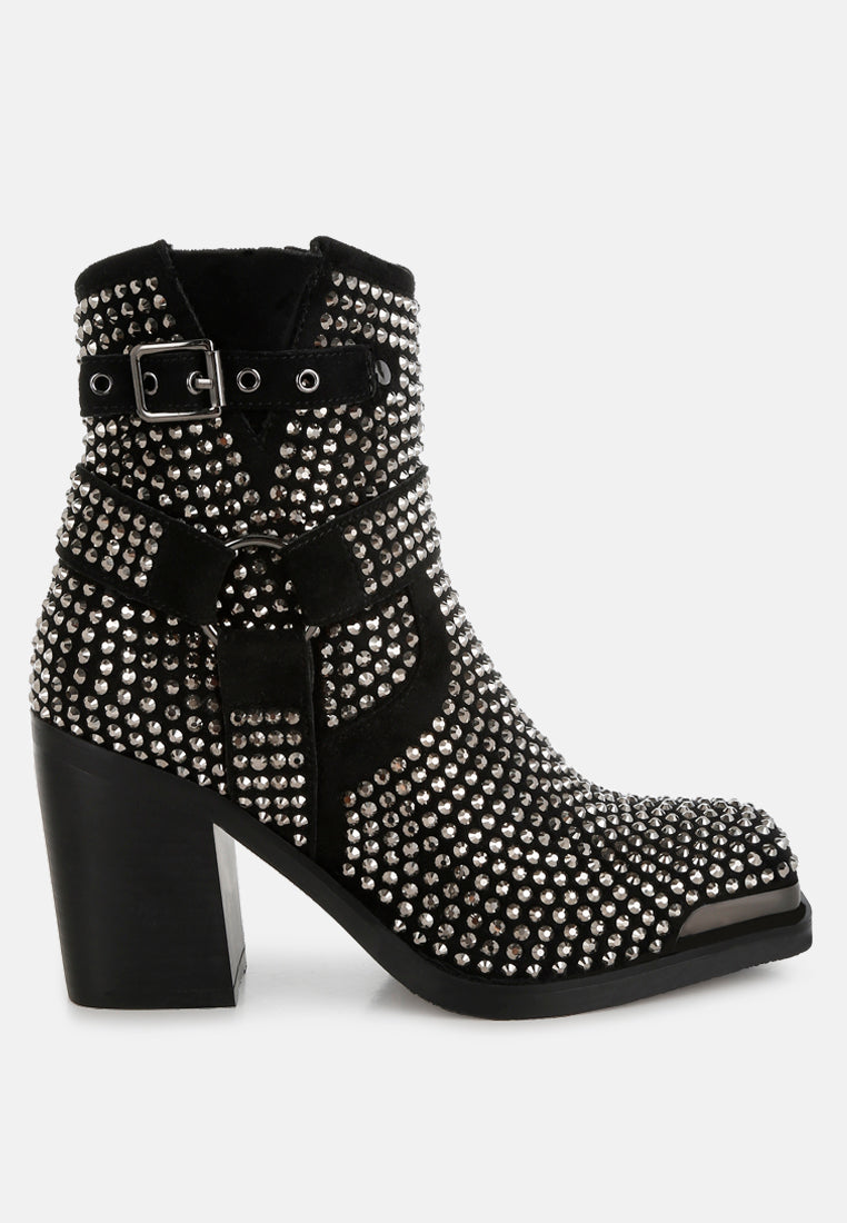 Babbon Studded Harness Detail Ankle Boots-0