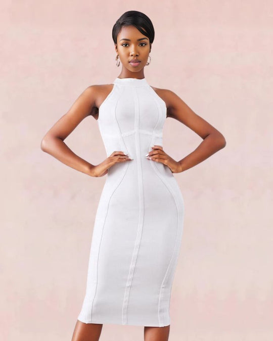 Contour Couture Bodycon Midi Dress -  White