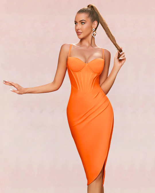 Canyon Bandage Midi Dress - Orange