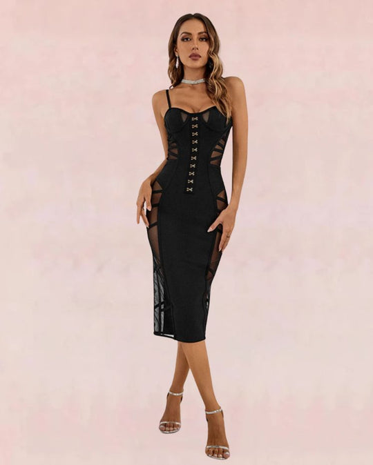 Celestial Bandage Midi Dress - Black