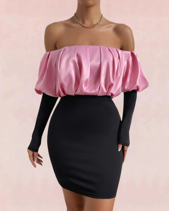 Chiffon Sheath Mini Dress - Pink