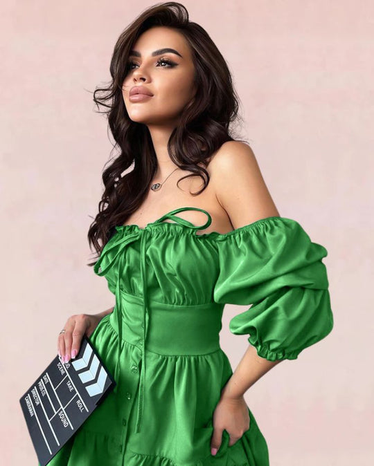 Corset Halter Mini Dress - Green