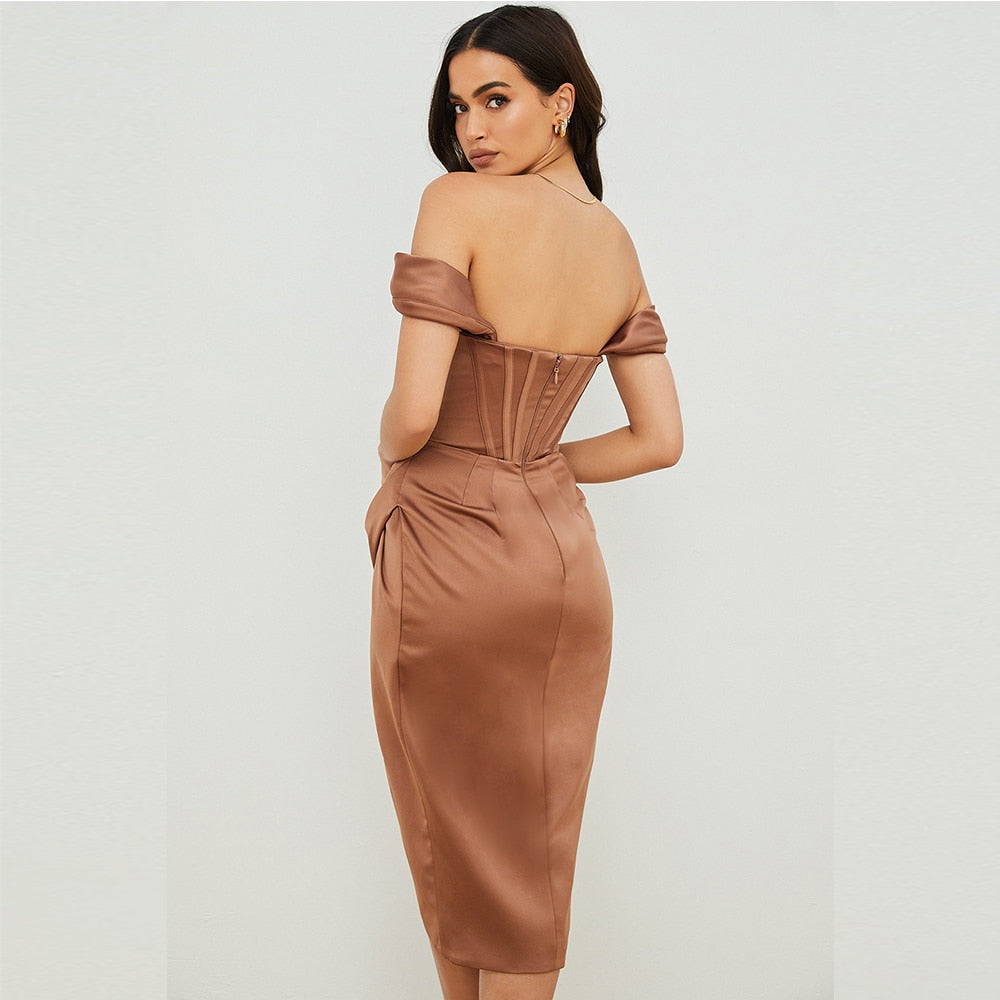 Satin Bodycon Dress Women Party Dress  Arrivals Midi House of Cb Bodycon Dress