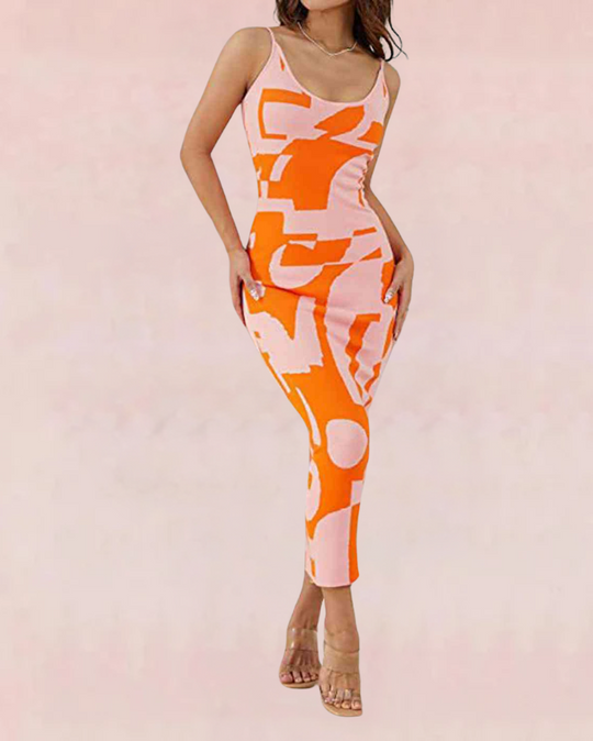 Dazzora Backless Maxi Dress - Orange