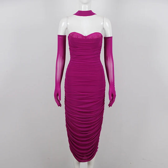 Delyse Bandage Midi Dress - Purple