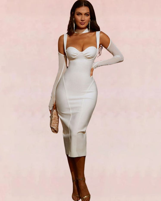 Embrace Bodycon Midi Dress - White