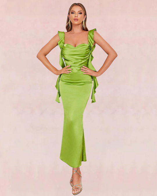 Envy Spaghetti Bandage Maxi Dress - Green