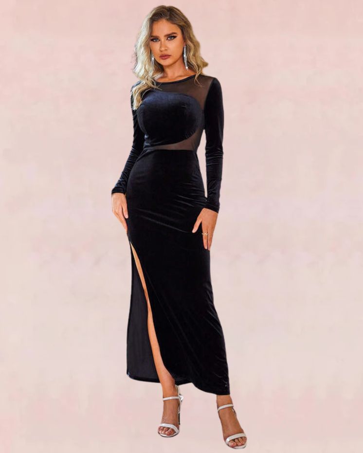 Victorian Bodycon Maxi Dress - Black