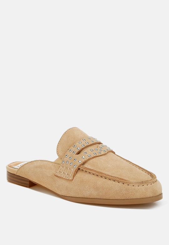Eve Park Stud Embellished Penny Strap Mules-1