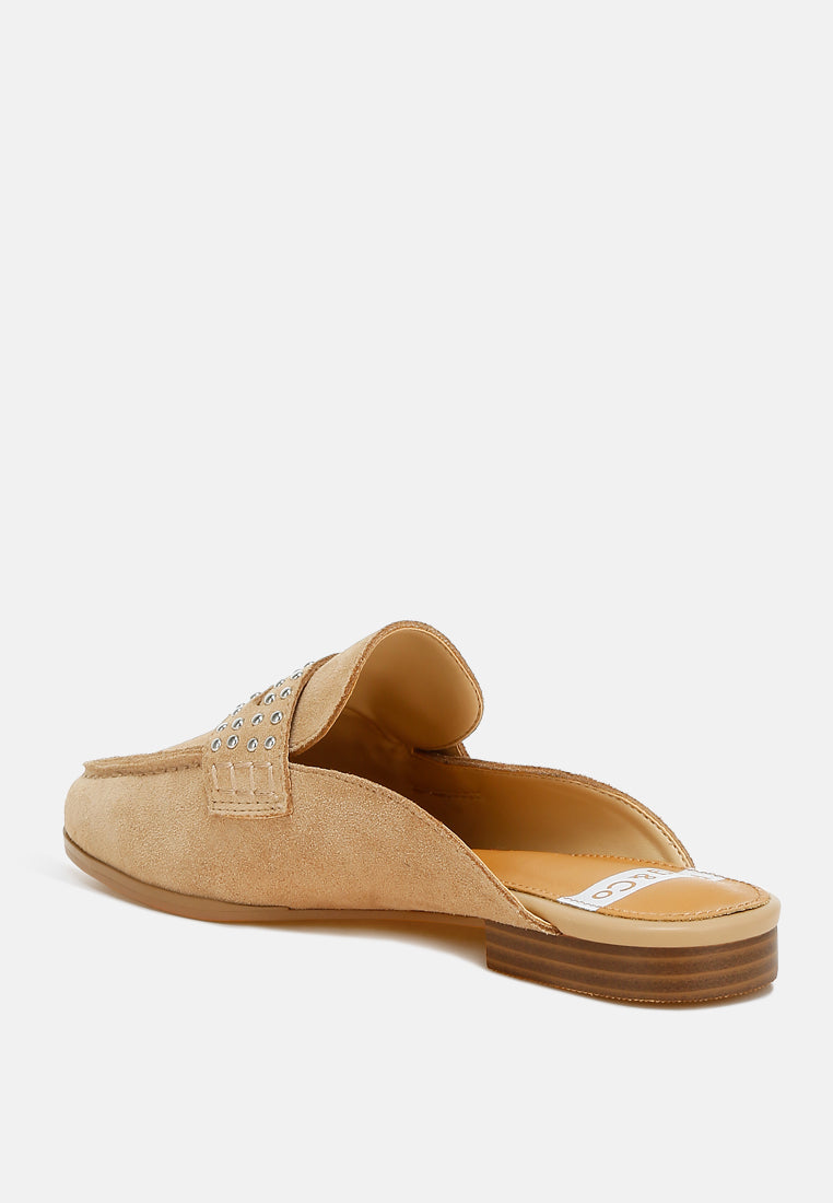 Eve Park Stud Embellished Penny Strap Mules-2