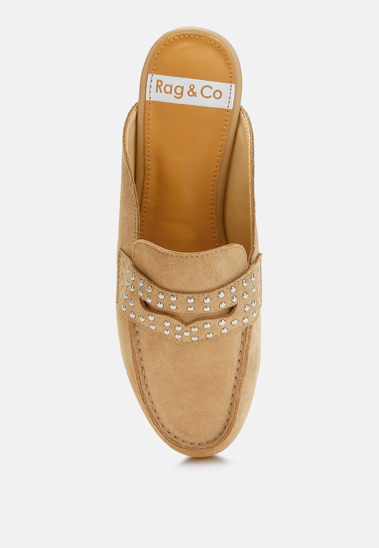 Eve Park Stud Embellished Penny Strap Mules-3