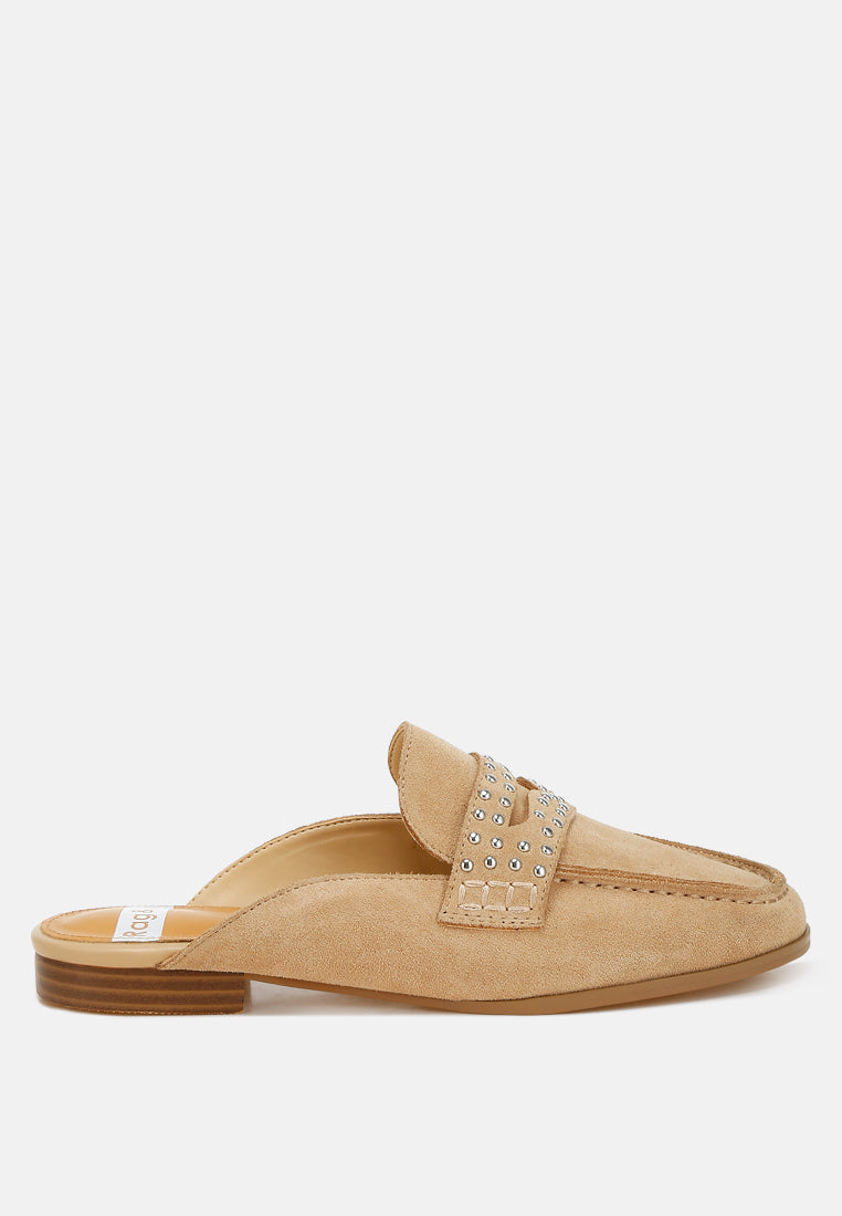 Eve Park Stud Embellished Penny Strap Mules-0