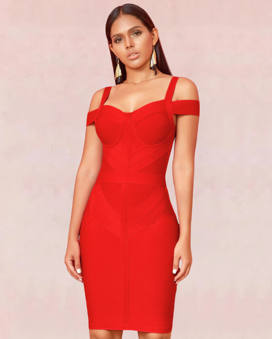 Garnet Bandage Midi Dress - Red