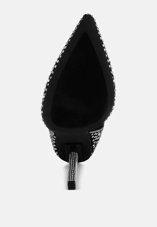 Gem Blaze Patterned Rhinestones Detail Stiletto Boots-4