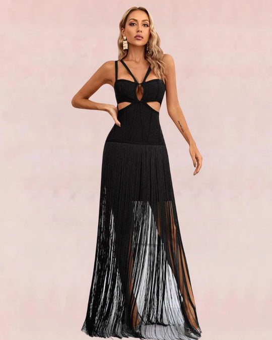 Swingy Bodycon Maxi Dress - Black