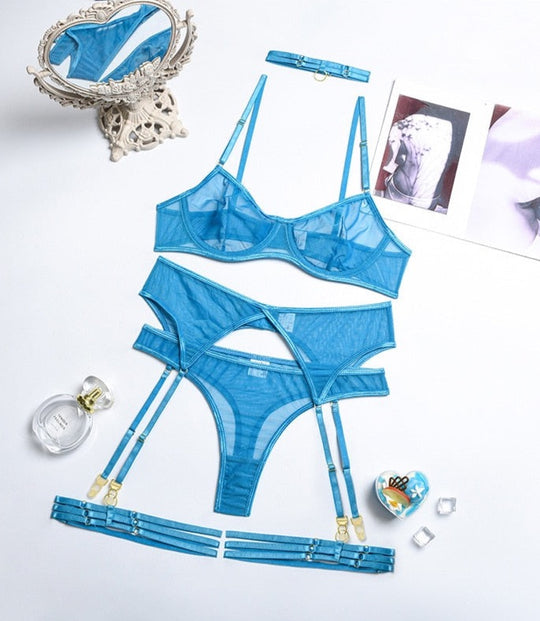 Lace Temptation 4-Piece Erotic Lingerie Set