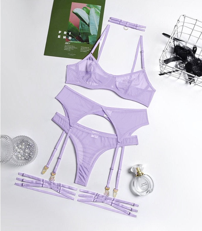 Lace Temptation 4-Piece Erotic Lingerie Set