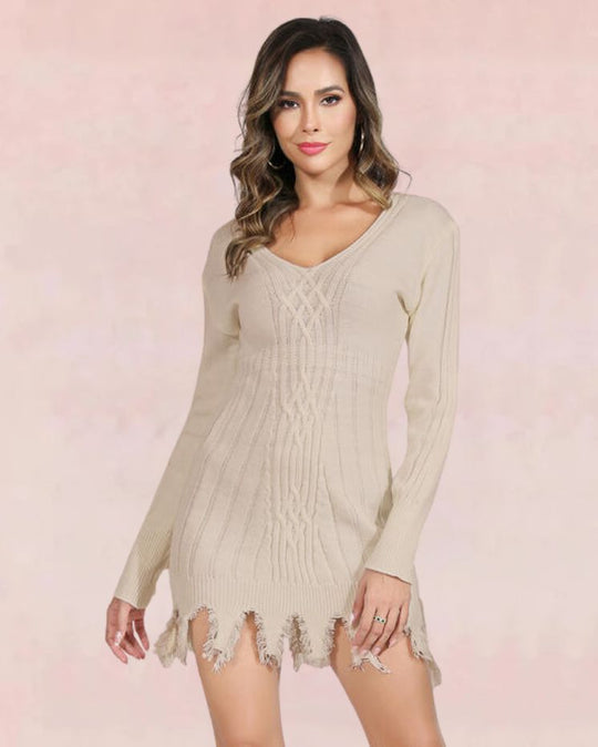 Hem Mini Dress - Beige