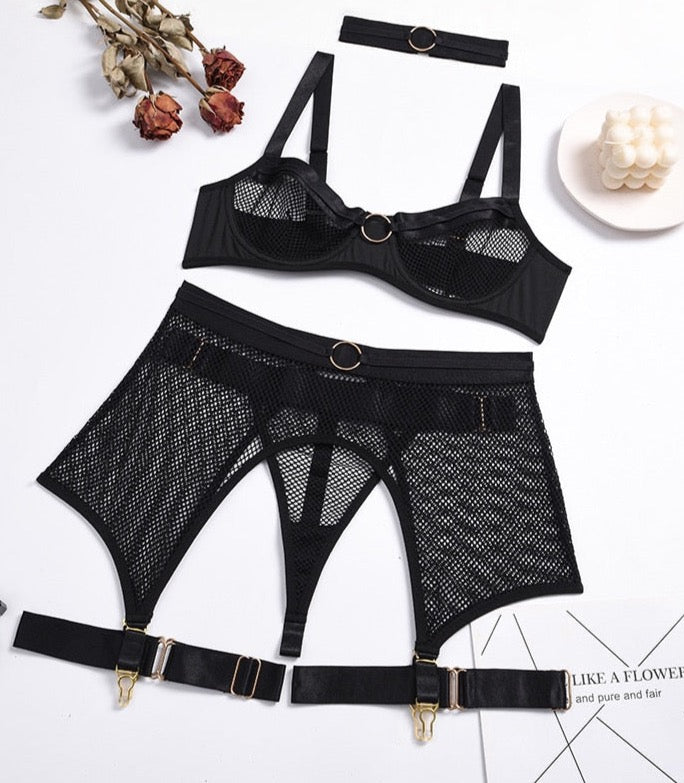 Sexy Allure Push-Up Lace See-Through Lingerie Set