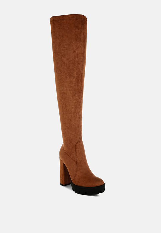 Maple Faux Suede Long Boots-1
