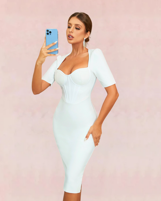 Jade Bandage Midi Dress - White