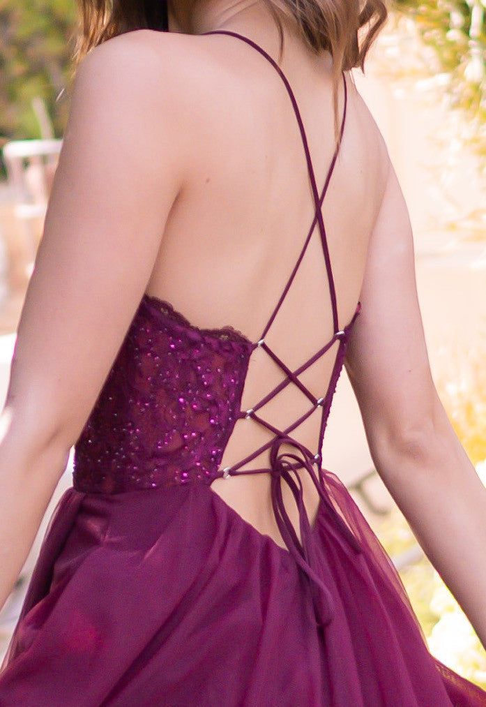 Dani Gown - Mulberry - Tulle A-Line Lace Dress
