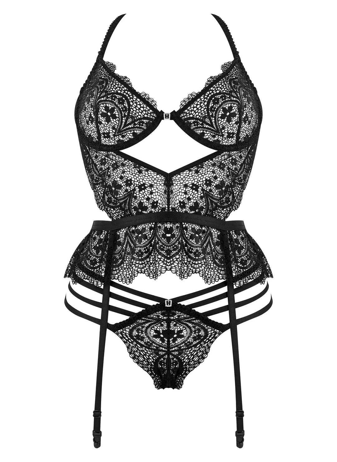 Lace Bustier Garter & String Set Beauty Night Temptation-4
