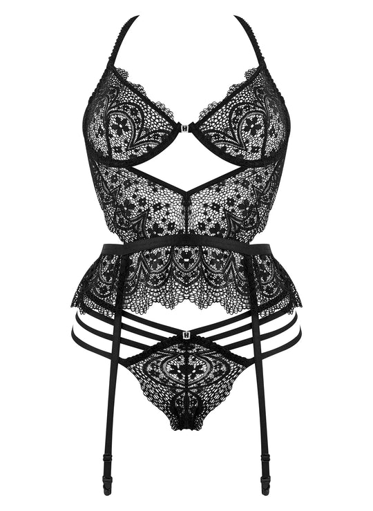 Lace Bustier Garter & String Set Beauty Night Temptation-4