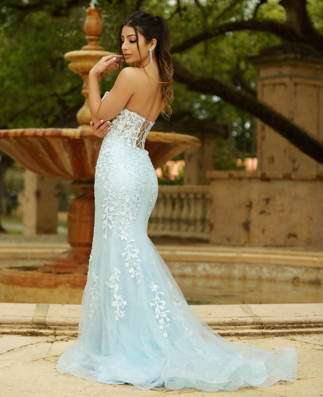 Reva Corset Gown - Light Blue