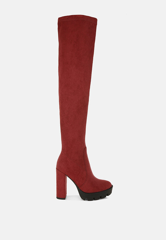 Maple Faux Suede Long Boots-5