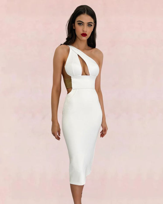 Monochrome Bandage Midi Dress - White