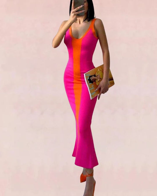 Mystic Charm Bodycon Maxi Dress - Pink