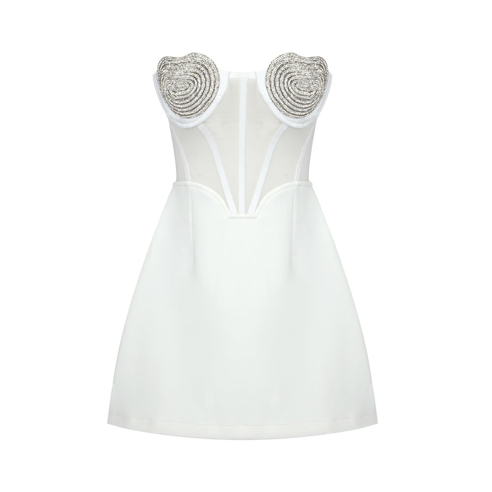 Crystal Mini Dress - White