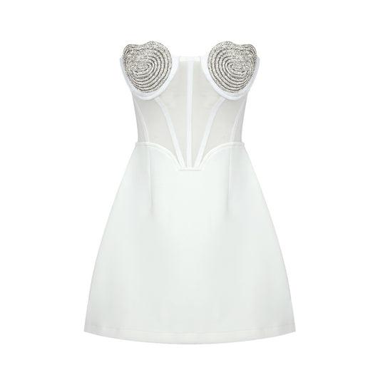 Crystal Mini Dress - White