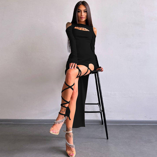 Cutout Bandage Midi Dress - Black