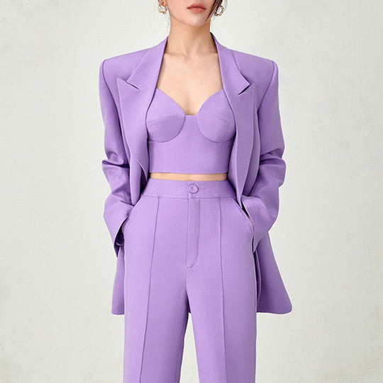 Chic Three-Piece Blazer Suit Set for Ambitious Business Women